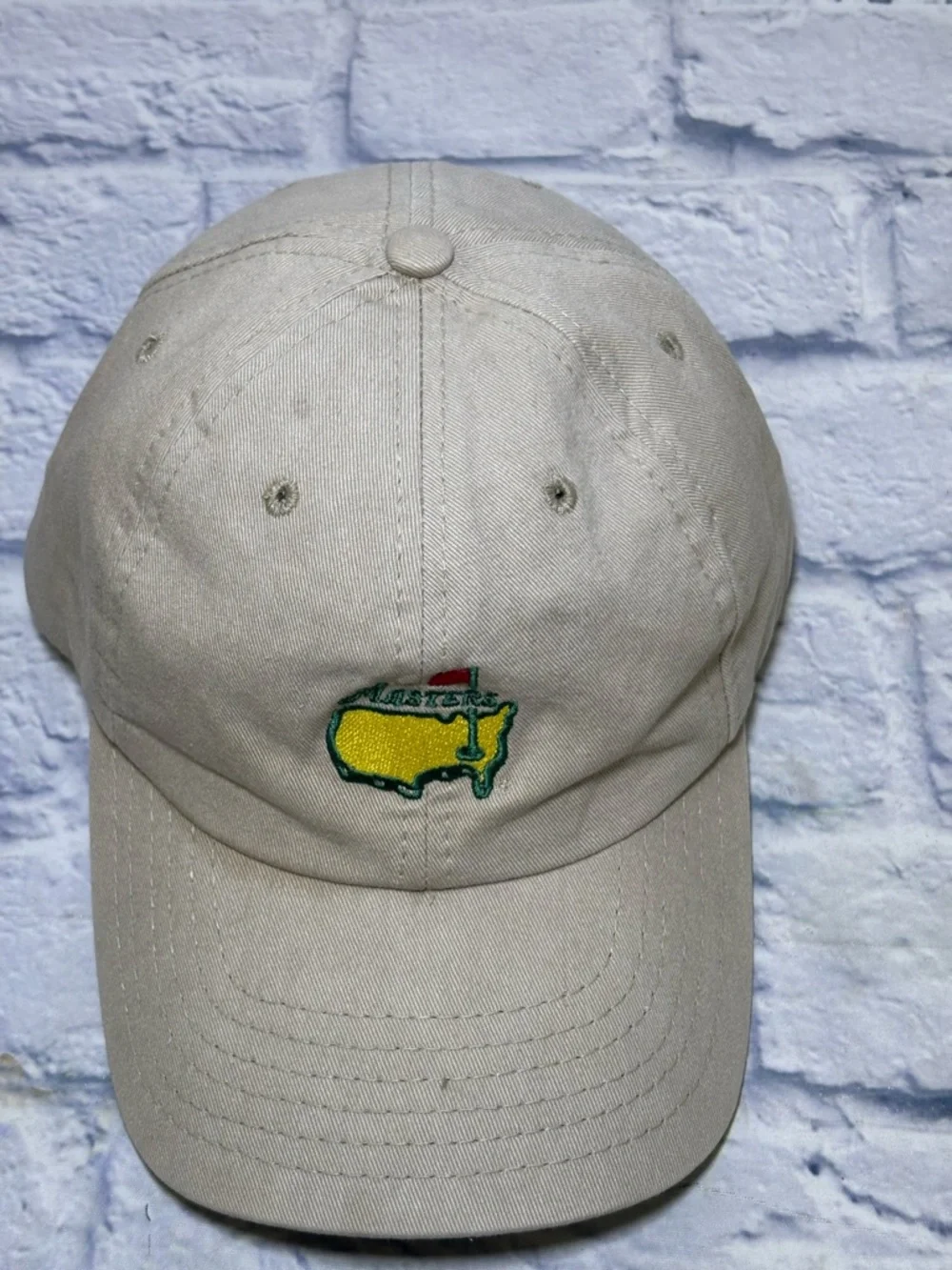 Vintage Masters Golf Hat Adjustable Tan Beige Baseball Cap American Needle Dad